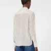 Camicia in crêpe de chine stampata, color cammello