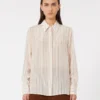Camicia in crêpe de chine stampato, rosa