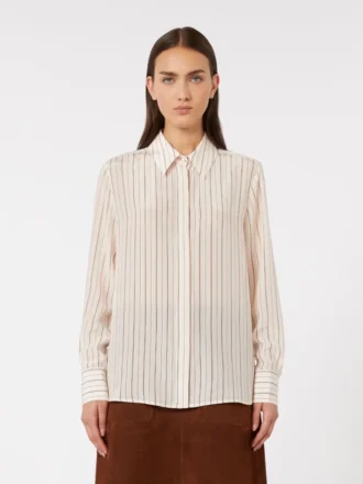 Camicia in crêpe de chine stampato, rosa
