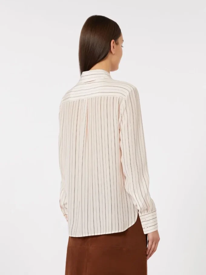 Camicia in crêpe de chine stampato, rosa