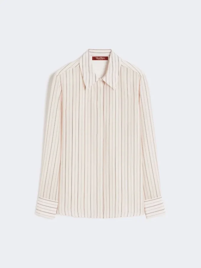 Camicia in crêpe de chine stampato, rosa