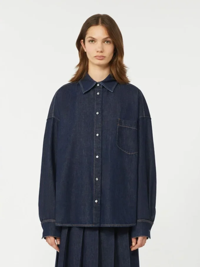 Camicia in denim di cotone, blu navy