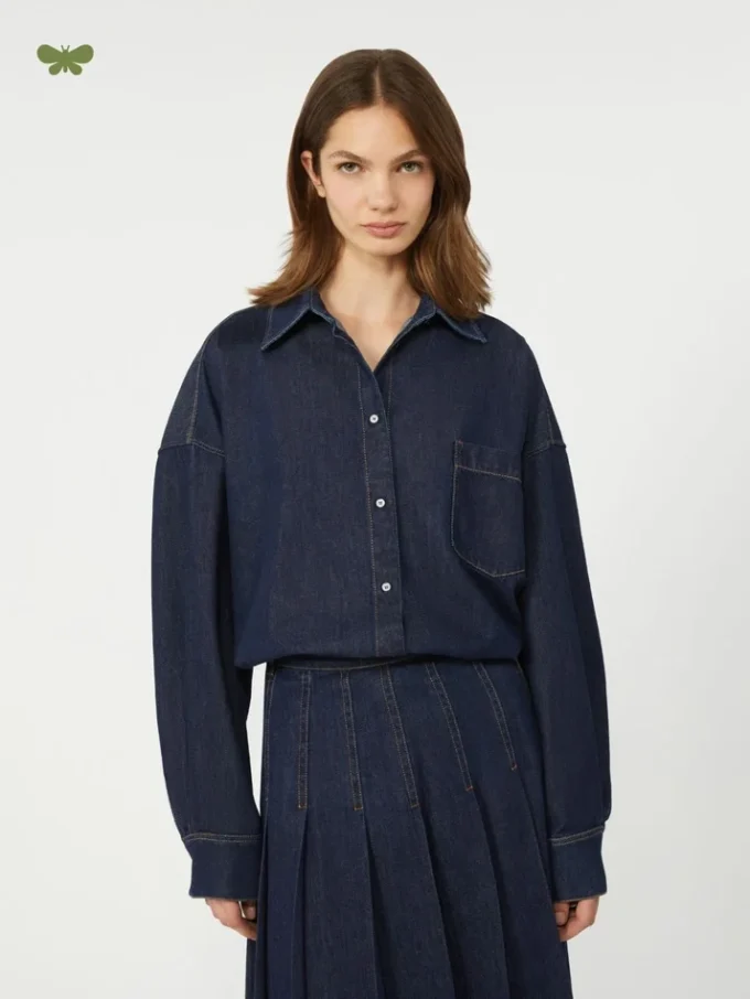 Camicia in denim di cotone, blu navy