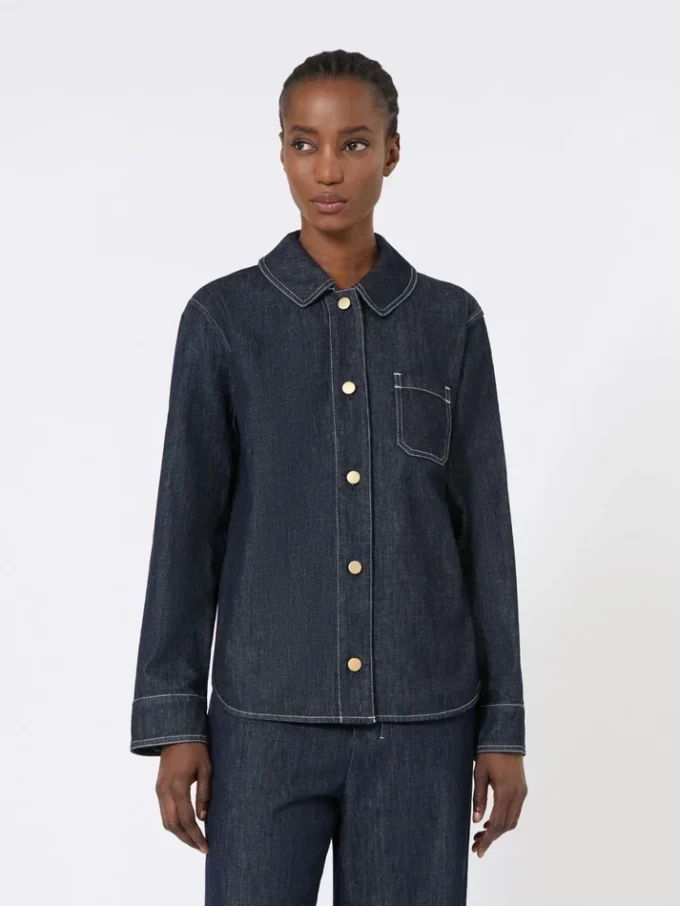 Camicia in denim di cotone, blu oltremare