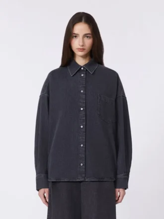 Camicia in denim di cotone, nera