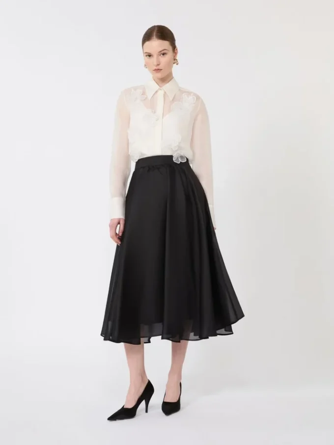 Camicia in organza di seta, bianca