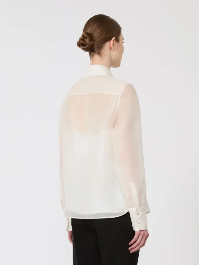 Camicia in organza di seta, bianca
