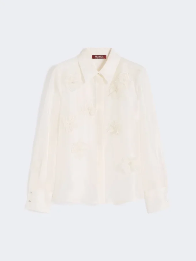 Camicia in organza di seta, bianca