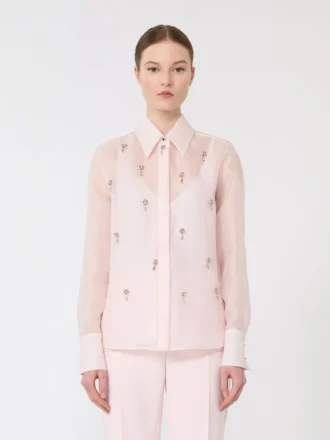 Camicia in organza di seta, rosa
