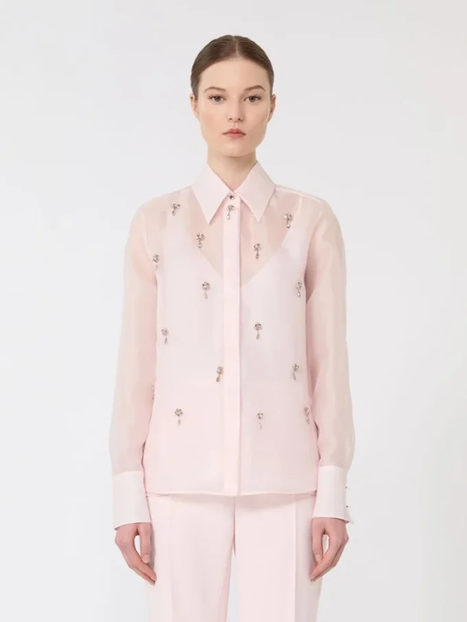 Camicia in organza di seta, rosa