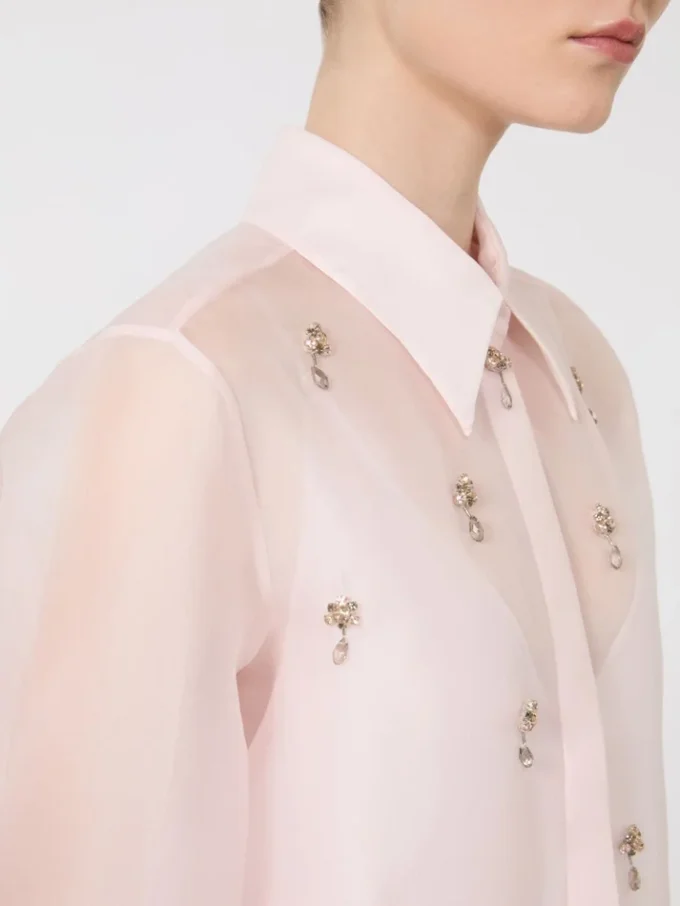 Camicia in organza di seta, rosa