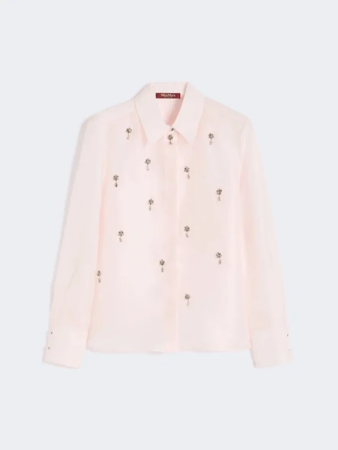 Camicia in organza di seta, rosa