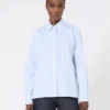 Camicia in popeline a righe, azzurra