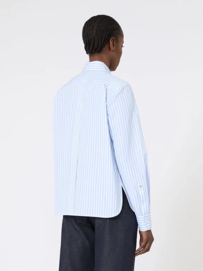 Camicia in popeline a righe, azzurra
