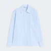Camicia in popeline a righe, azzurra