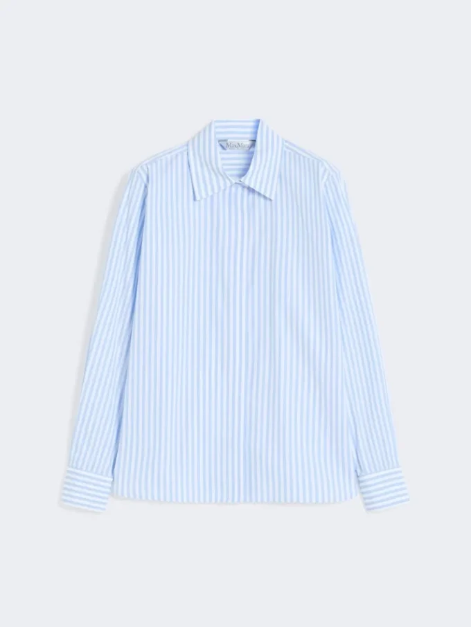 Camicia in popeline a righe, azzurra
