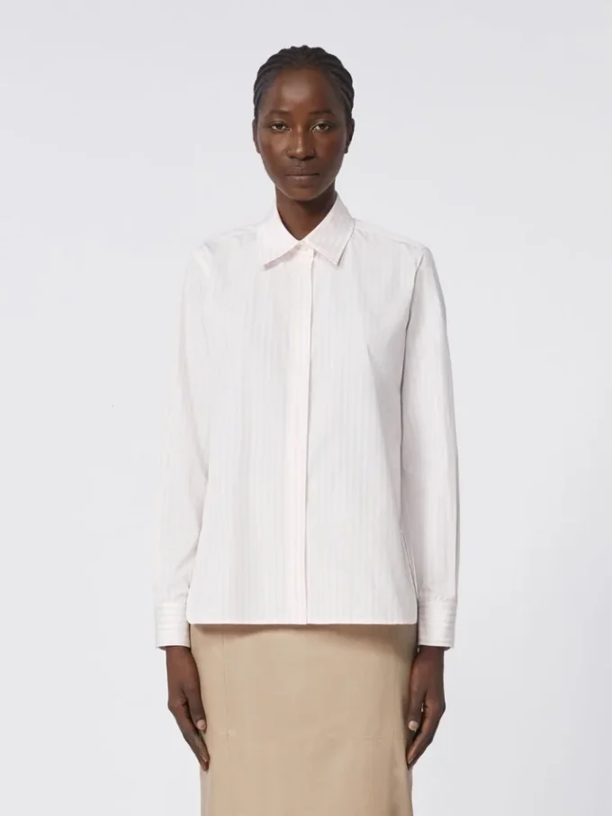 Camicia in popeline a righe, rosa