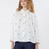 Camicia in popeline con ricami, bianca Camicia in popeline con ricami, bianca