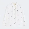 Camicia in popeline con ricami, bianca Camicia in popeline con ricami, bianca