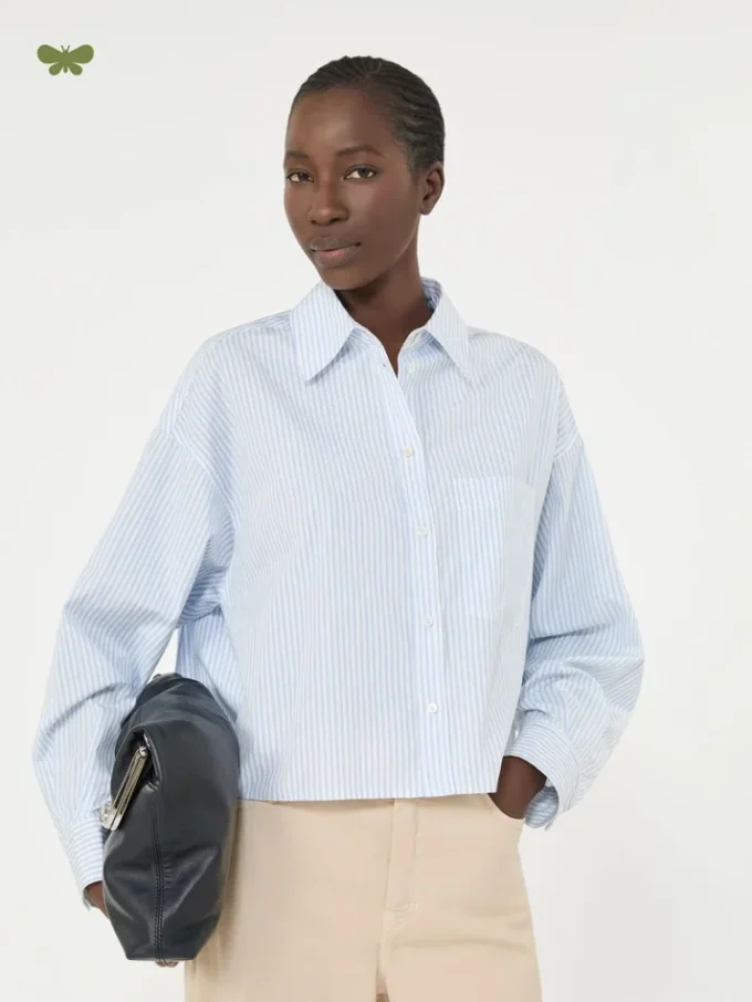 Camicia in popeline di cotone, azzurro Camicia in popeline di cotone, azzurro