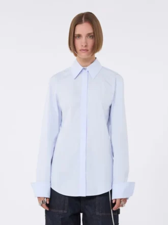 Camicia in popeline di cotone, color avio