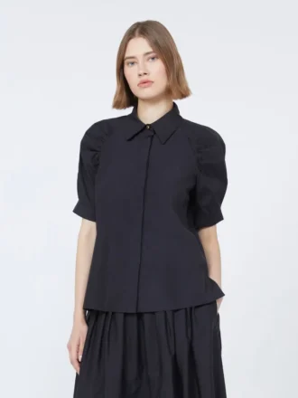 Camicia in popeline di cotone, nera