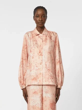 Camicia in seta stampata, rosa