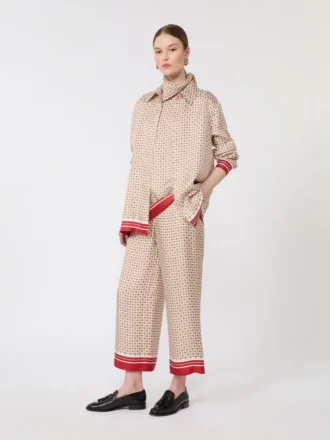 Camicia in seta stampata, rossa