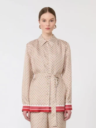 Camicia in seta stampata, rossa