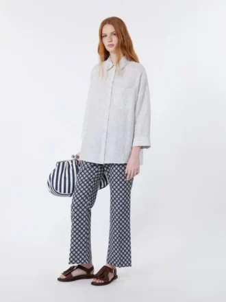 Camicia in tela di lino a righe, blu navy Camicia in tela di lino a righe, blu navy