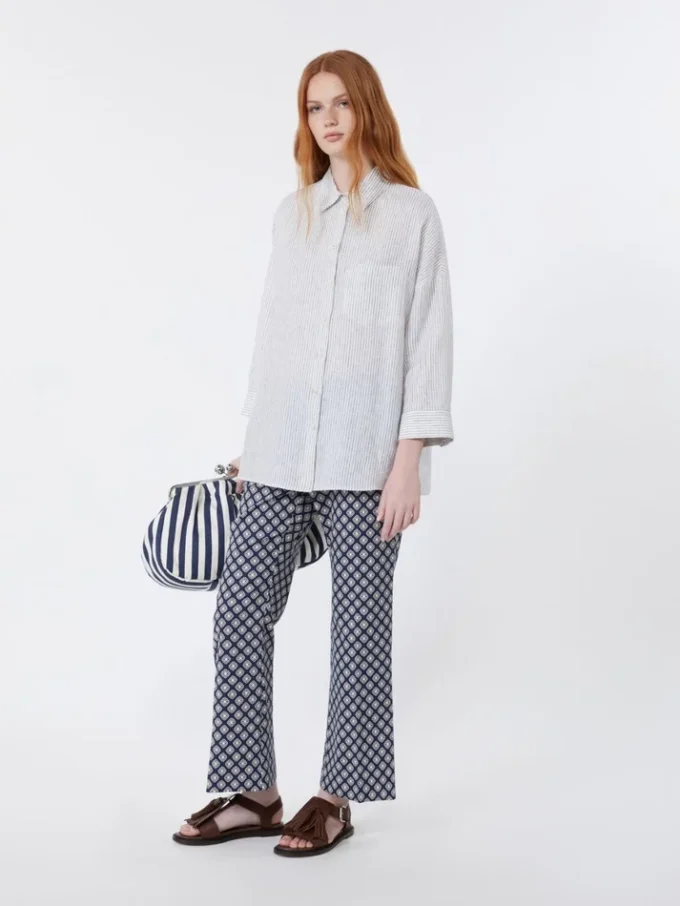 Camicia in tela di lino a righe, blu navy Camicia in tela di lino a righe, blu navy