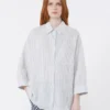 Camicia in tela di lino a righe, blu navy Camicia in tela di lino a righe, blu navy