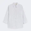 Camicia in tela di lino a righe, blu navy Camicia in tela di lino a righe, blu navy