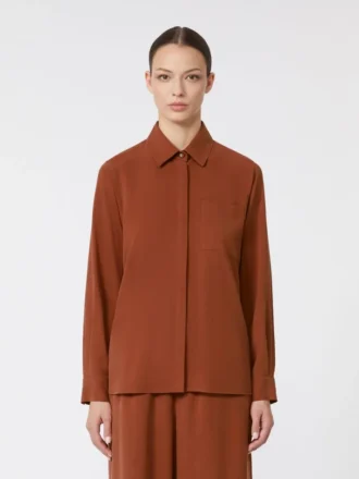 Camicia in tela di seta, color terracotta