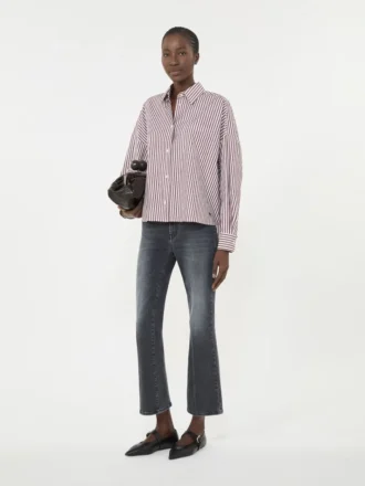 Camicia oversize in cotone, bordeaux