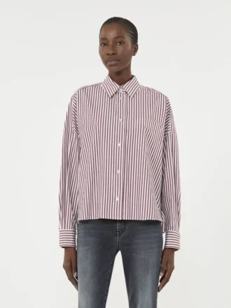 Camicia oversize in cotone, bordeaux