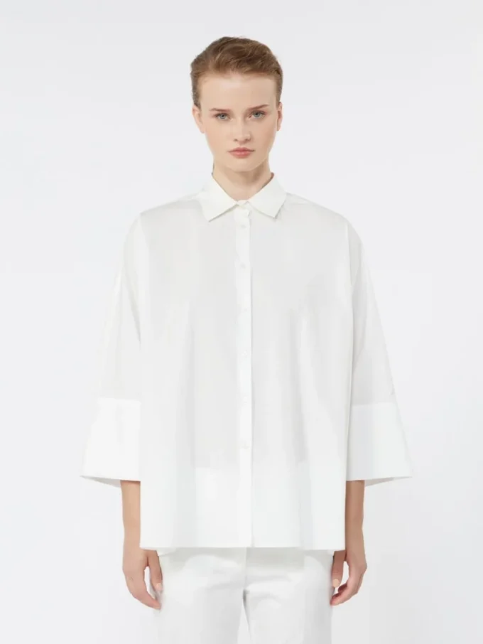 Camicia oversize in popeline di cotone, bianca