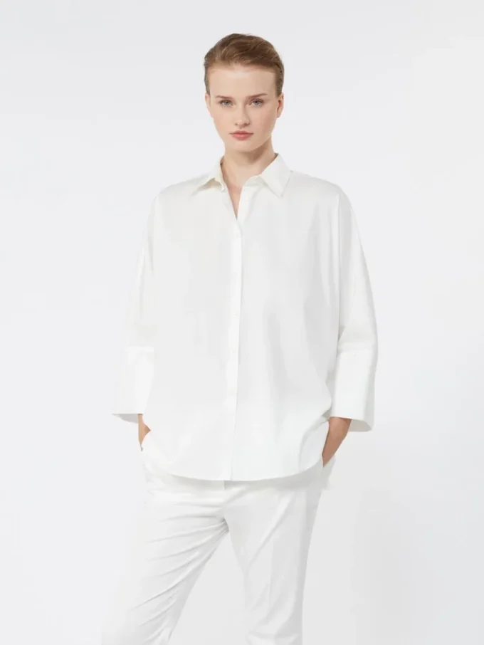 Camicia oversize in popeline di cotone, bianca