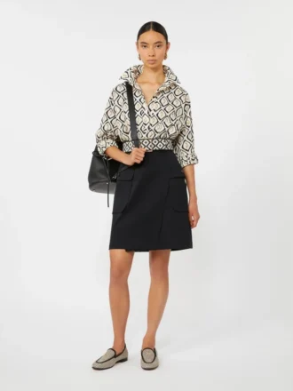 Camicia oversize in popeline stampata, beige