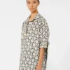 Camicia oversize in popeline stampata, beige
