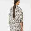 Camicia oversize in popeline stampata, beige