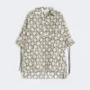 Camicia oversize in popeline stampata, beige