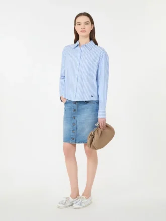 Camicia oxford in cotone a righe, azzurra Camicia oxford in cotone a righe, azzurra