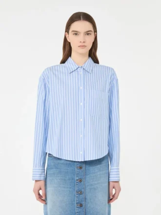 Camicia oxford in cotone a righe, azzurra Camicia oxford in cotone a righe, azzurra