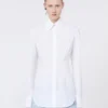 Camicia slim fit in popeline, bianco ottico