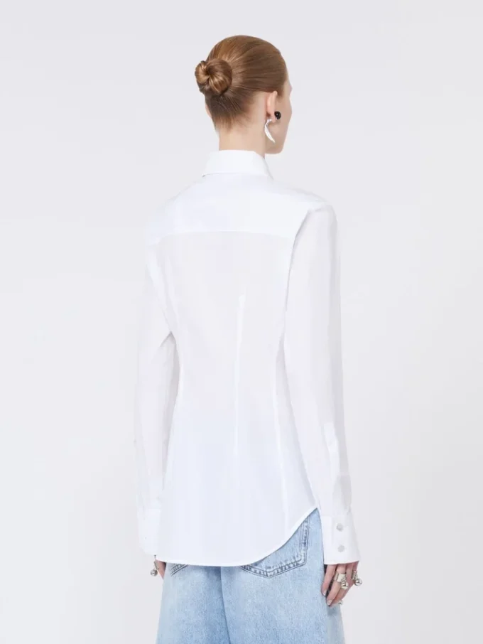 Camicia slim fit in popeline, bianco ottico