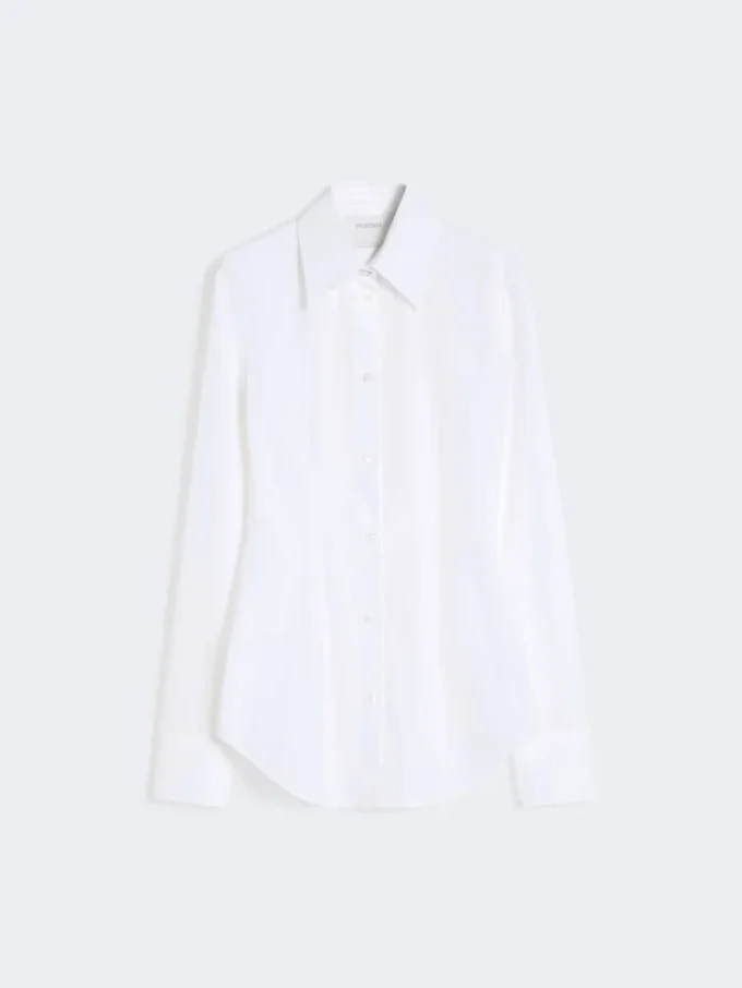 Camicia slim fit in popeline, bianco ottico