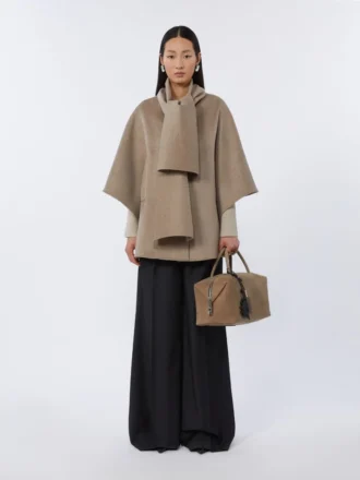 Cappa in cashmere con dettaglio sciarpa, marrone bronzo fulvo