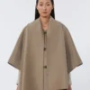 Cappa in cashmere con dettaglio sciarpa, marrone bronzo fulvo Cappa in cashmere con dettaglio sciarpa, marrone bronzo fulvo