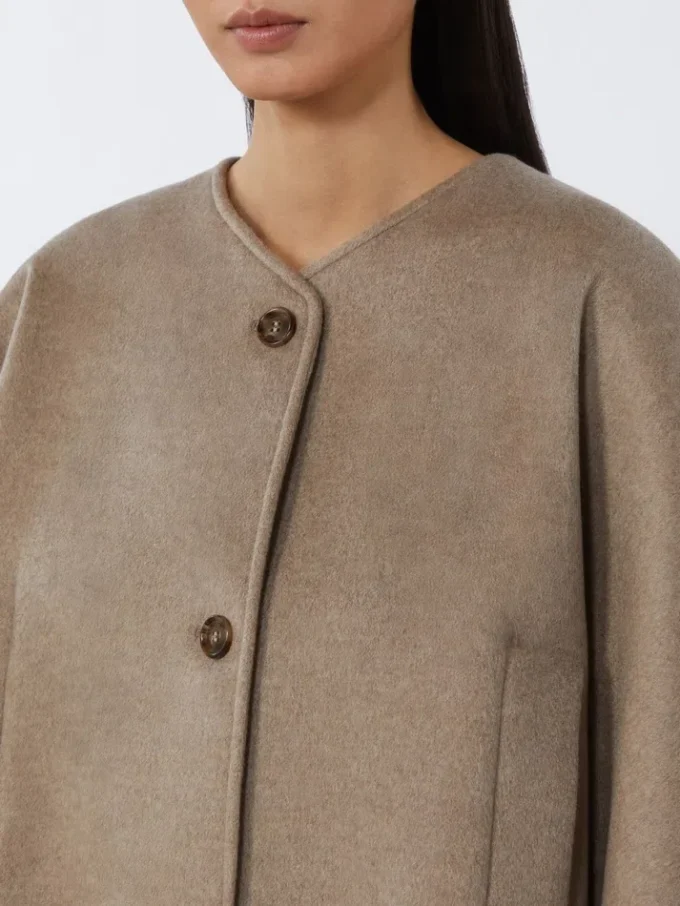Cappa in cashmere con dettaglio sciarpa, marrone bronzo fulvo Cappa in cashmere con dettaglio sciarpa, marrone bronzo fulvo
